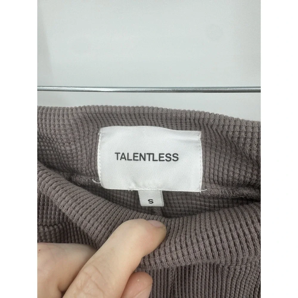 TALENTLESS Women Small Waffle Casual Neutral Lounge Pants in‎ Porcini Minimalist